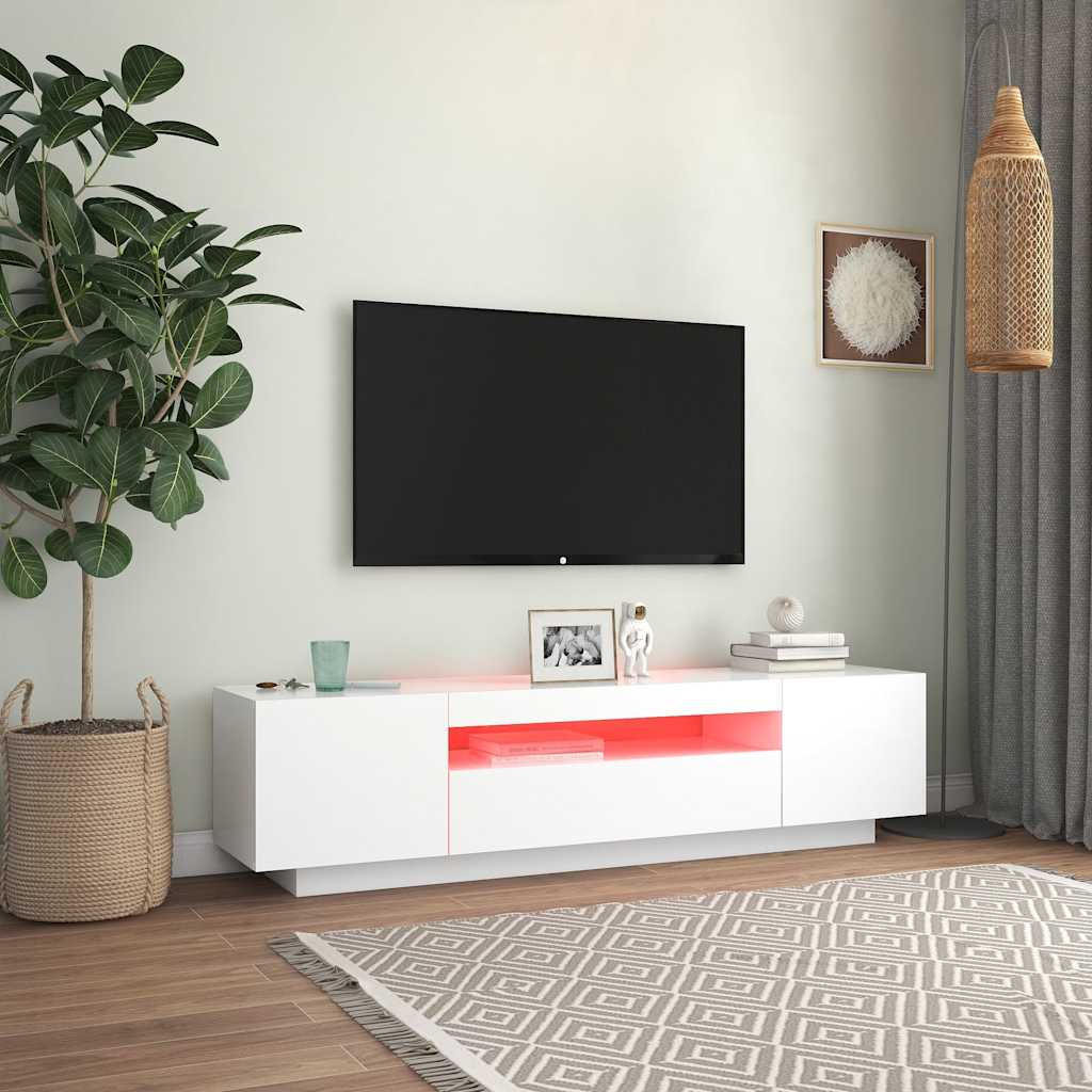 Vidaxl Szafka Tv Z Oświetleniem Led, Biała, 160X35X40 Cm