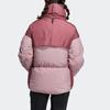 adidas Куртка Terrex W Puff Gd с принтом логотипа, застежкой-молнией, воротником-стойкой, капюшоном, легкая пуховая куртка для женщин, розовая HN1998
