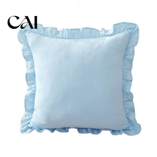 Soft Breathable Bed Pillows Ruffle Throw Pillow Cover, Cotton Plaid Case with Frill Edge, 18x18 Square Sofa Decor Inch 20x12 Decorative Cover