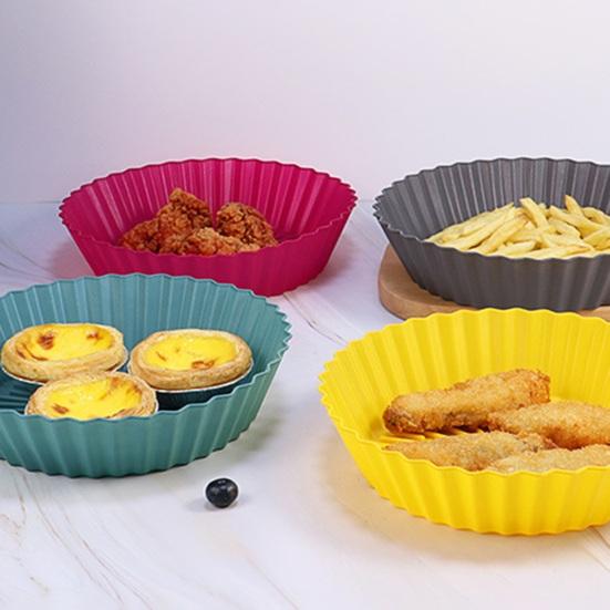 Round Shape Cold Heat Resistant Non-stick Baking Tray Silicone Pot Air Fryers Oven Cooking Tool Kitchen Accessories