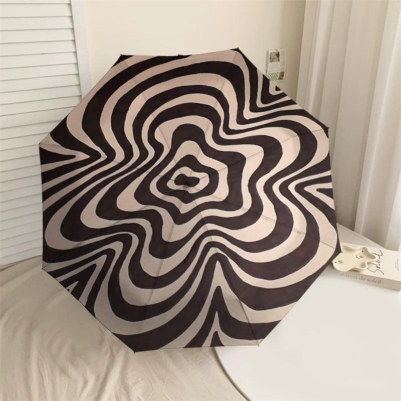 1PC Op Art Spiral Umbrella-8-Rib Reinforced, Automatic Open, Lightweight & Durable, Cute Fashion Accessory for Outdoor, Beach, or Casual Use, Beach Um