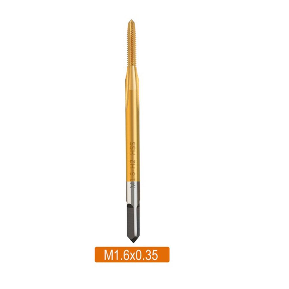 Метчик-сверло HSS с титановым покрытием Метчик-сверло M1 M1.2 M1.4 M1.6 M1.7 Метрический прямозубый резьбонарезной метчик Ручные инструменты