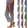 Women's Casual Pants Fashionable Printing Pockets Elastic Waist Pants