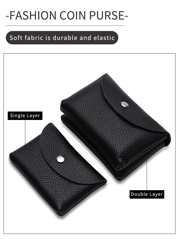 Женский маленький кошелек для монет из натуральной кожи - Обложка из коровьей кожи высшего слоя с зернистостью личи