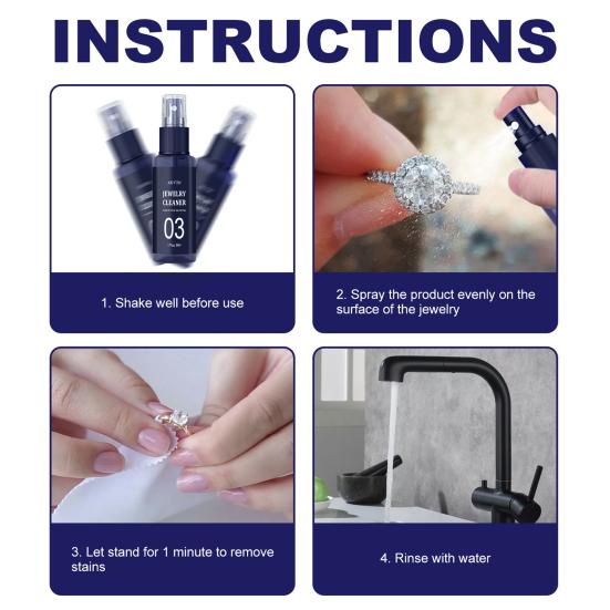 50ml Jewelry Cleaner Multi-purpose Stain Removal Effective Watch Rings Spray Cleaning Solution for Daily Use