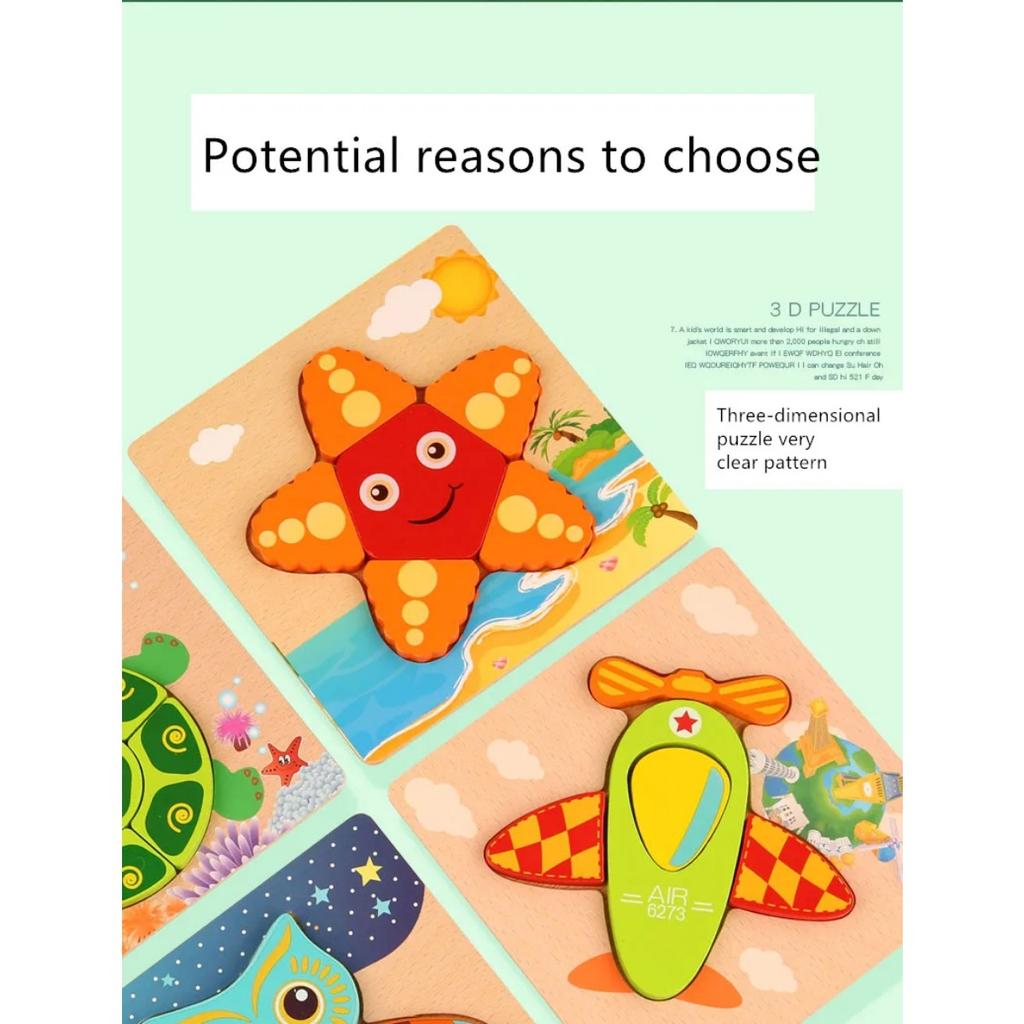 Высококачественные 3D деревянные пазлы, обучающие мультяшные животные, раннее обучение, познание, интеллект, игра-головоломка для детей, игрушки