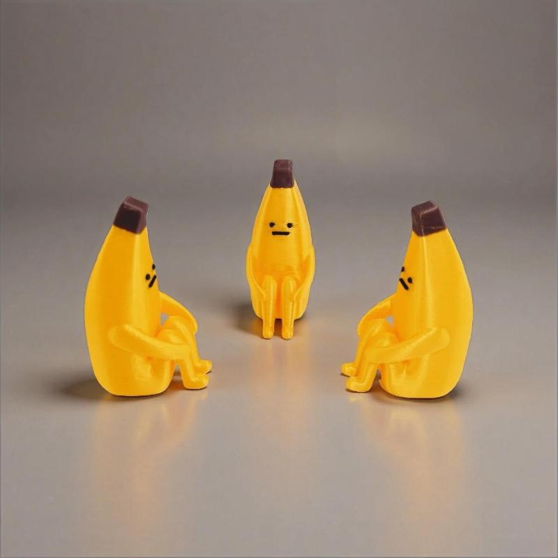 Милая тревожная банановая фигурка, 3D-печать, прочный пластик, креативная статуэтка для дома, гостиной, полки под телевизор, декор, подарок