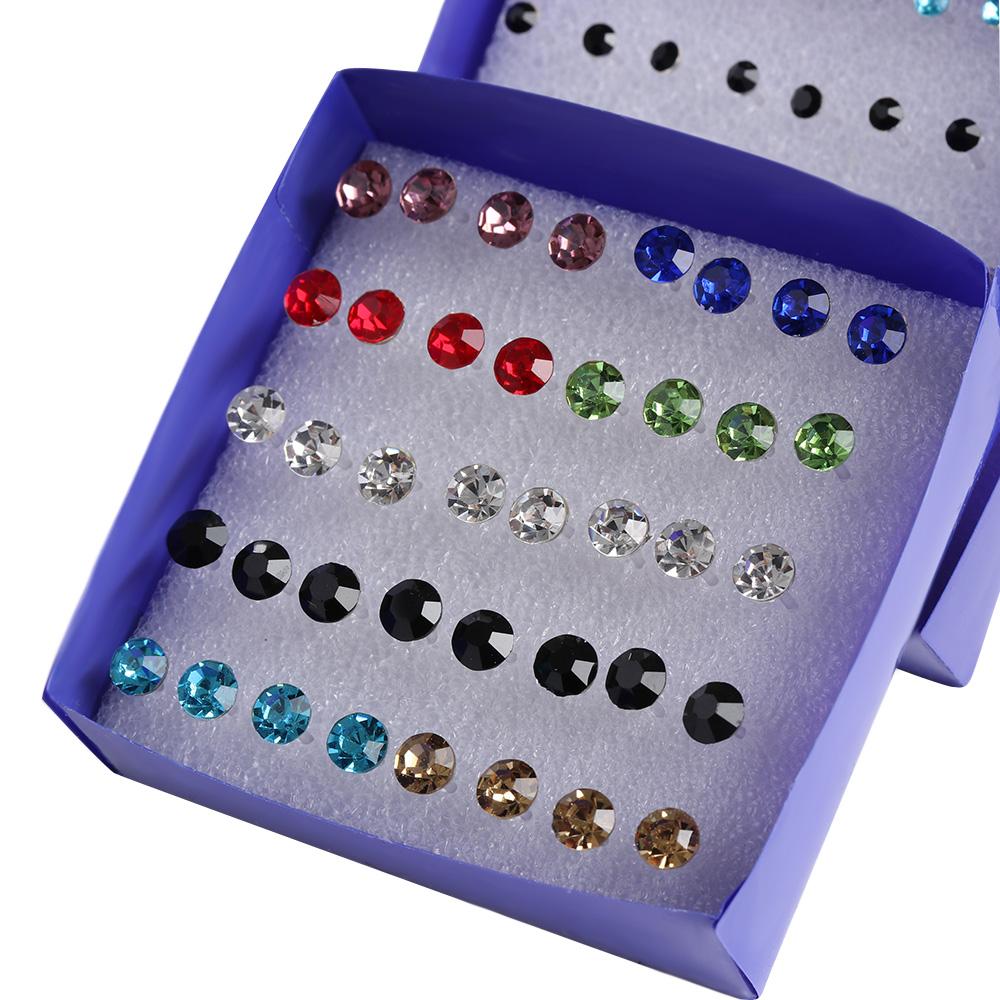 20 Pairs/40 Pcs Charming Clear Avoid Allergy Earring Colorful Crystal Jewelry Rhinestone Ear studs