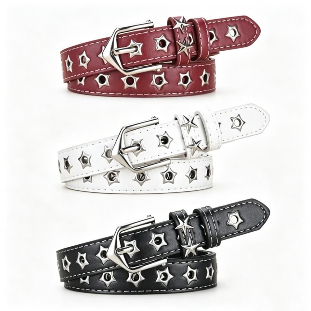 Pin Buckle Eyelet Belt Hollow Star Design Pin Buckle Belt Classic Designer Jeans Belt For Women