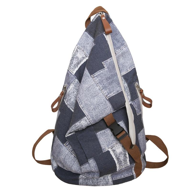 Джинсовый женский рюкзак с цветными блоками, мужские клетчатые рюкзаки, большая вместительная сумка на плечо, студенческая школьная сумка