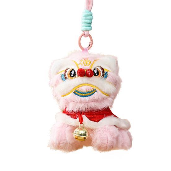 Plush Lion Dance Keychain Chinese Style Cartoon Animal Pendant Traditional Lion Dance Bag Charm New Year Gifts for Women Girls