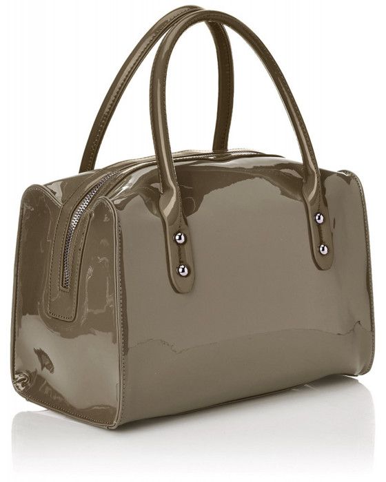 Sac bowling - Christian Lacroix - Jonc 3 - Simili cuir vernis - Gris - 20x30x12 cm