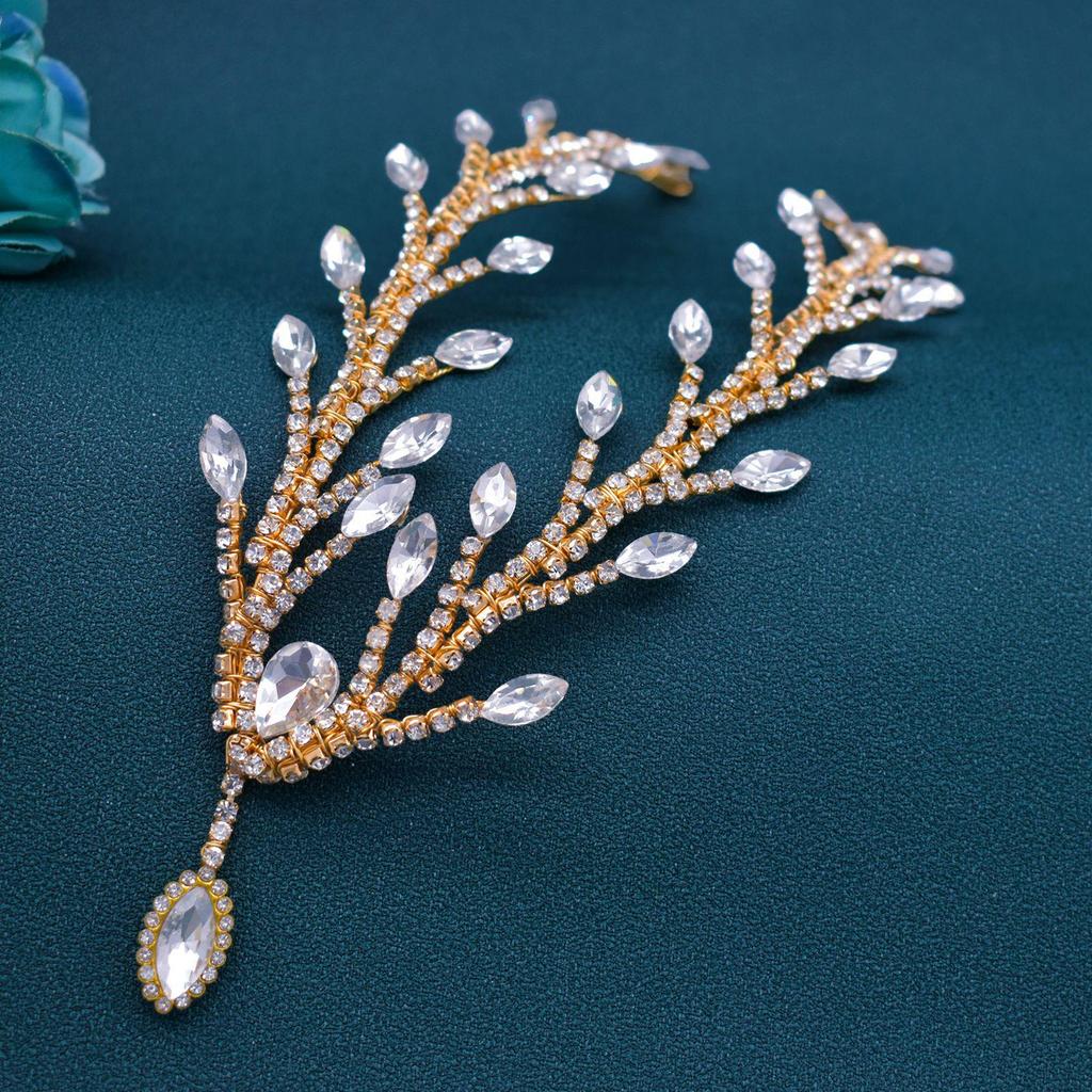 Handmade Rhinestone Bridal Headpiece: Wedding Hair Accessory & Forehead Chain