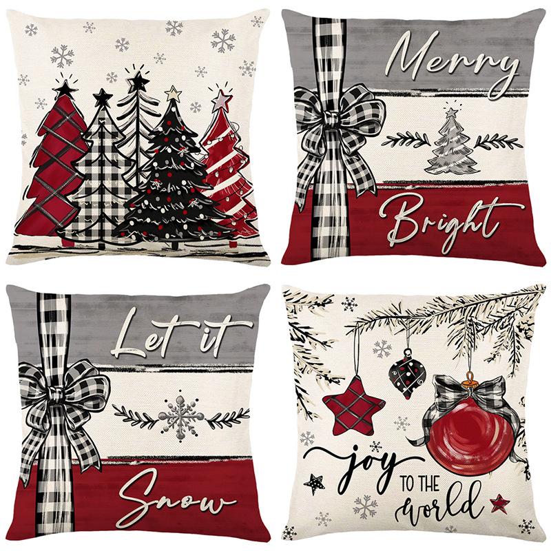Festive Christmas Pillow Covers,Reversible Santa Claus&Reindeer Designs with Zip Closure-for Sofa,Living Room,Bedroom Decor