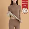 Women's Wool Silk Half-Turtleneck Thermal Set: Velvet-Lined Top and Bottoms for Winter