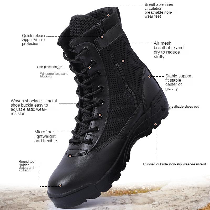 Breathable Mesh Tactical Military Boots Men Boots Outdoor Lightweight Hiking Boots New Desert Combat Army Boots Work Men Shoes