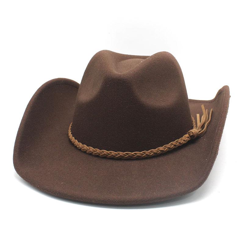 Cowboy Hat Felt Top Hat Western Gentleman'S Hat Felt Hat Jazz Hat Men'S Winter Hat