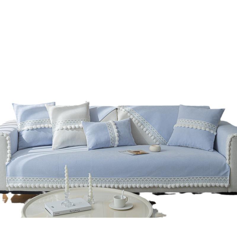 Универсальная диванная подушка для всех сезонов, чехол для диванной подушки из мехового шарика из шенилла, ткань для чехла Fresh and Simple, современный простой противоскользящий коврик