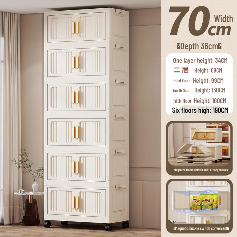 Portable Multi-Layer Folding Storage Cabinet for Kitchen and Living Room