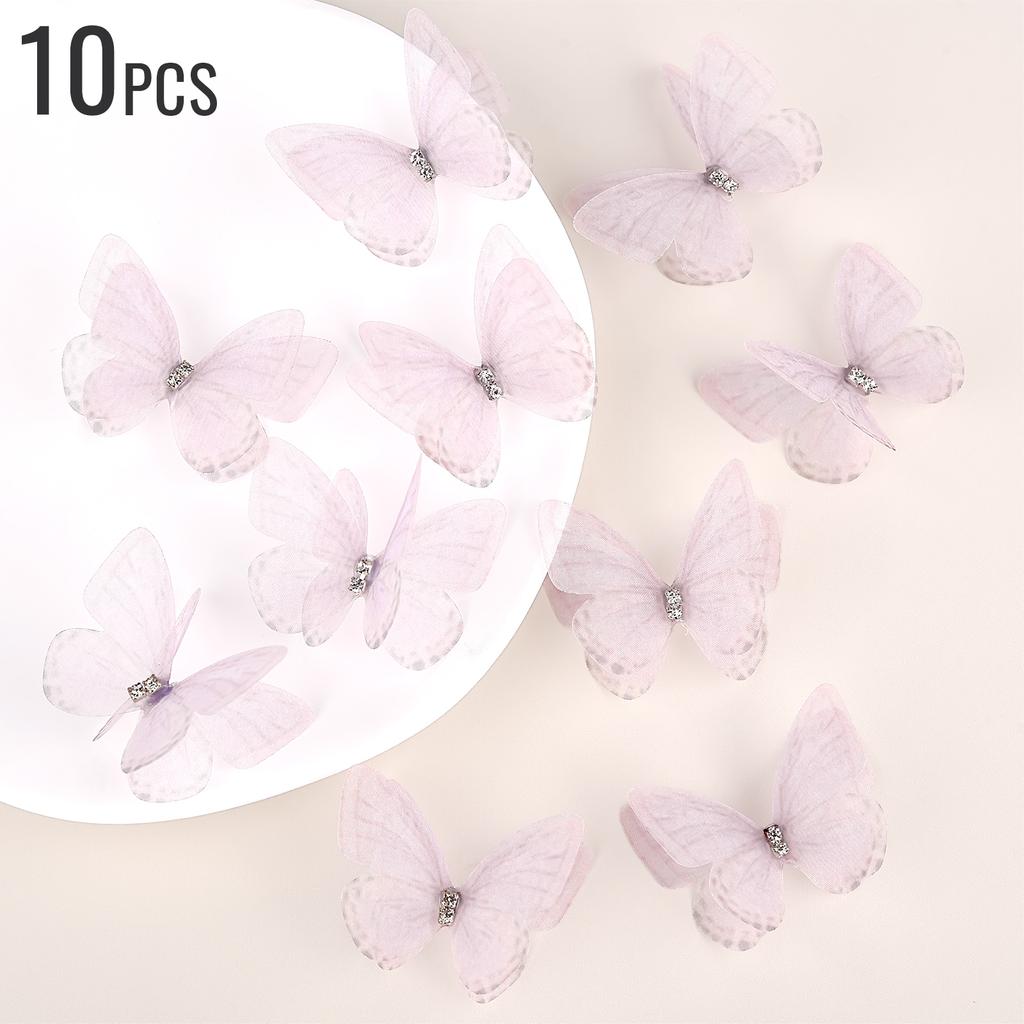 10 шт. Двойная ромбовидная сетка с принтом бабочек, ювелирные изделия, головные уборы, одежда, сделай сам, ручная работа, сетка, цветок, нашивка, древняя заколка для волос в стиле ханьфу