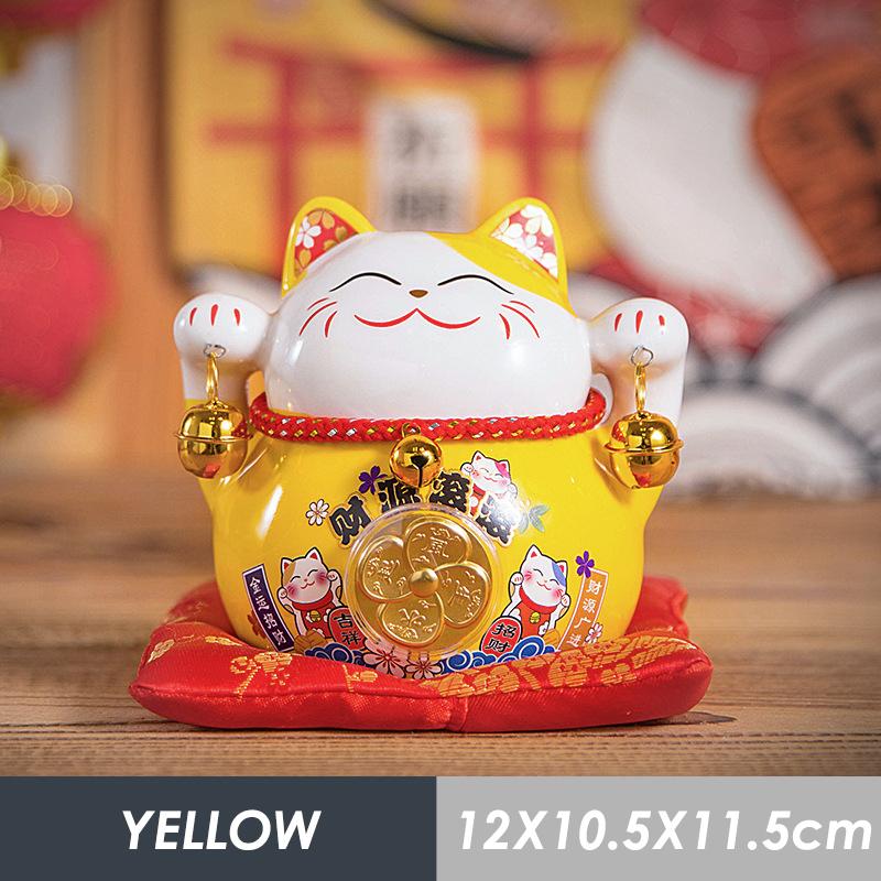4,5-дюймовая керамическая монетница Maneki Neko Lucky Cat Fortune Colored Cat Golden Circle Home Decoration Gift Feng Shui Figure