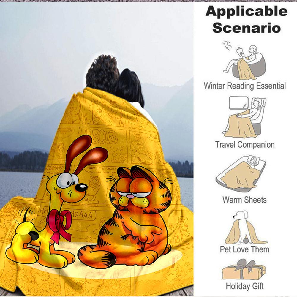 1pc Garfield Cartoon Comics Soft Skin-Friendly Flannel with Digital Printing, Various Sizes Available for Family, Friends, Birthday086