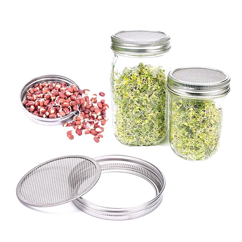 Крышки для проращивания семян из нержавеющей стали Крышка для проращивания семян Крышка для банки Мейсона с широким горлом Сетчатые фильтры Фильтры Проращиватель Растениеводство
