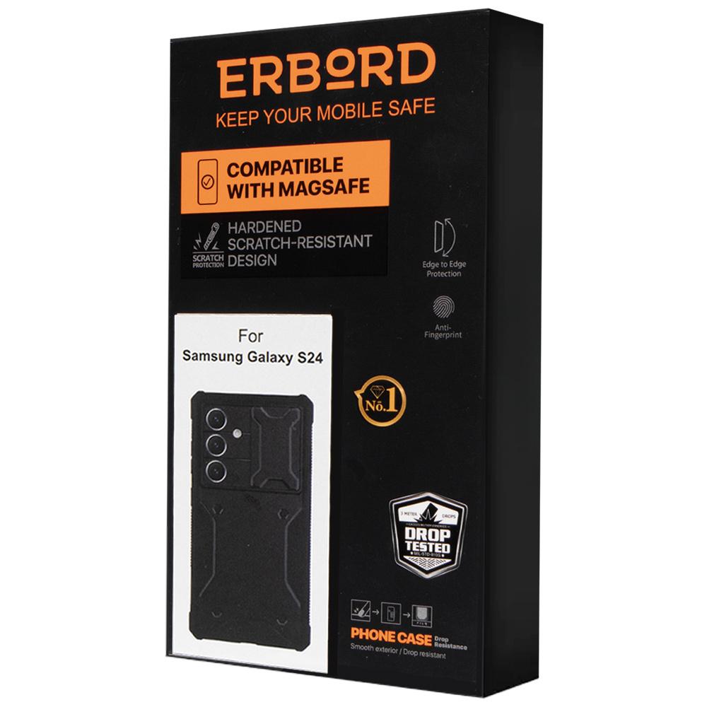 Case for Samsung Galaxy S24, ERBORD Rugged Case, black