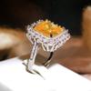 Кольцо желтый квадрат циркон покрытый платиной шар вечеринка ретро мода личность ювелирные изделия