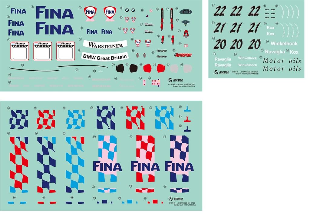 Platz/BEEMAX 1/24 Scale BMW 320i E36 1996 BTCC Browns Hatch Winner Plastic Model BX24045