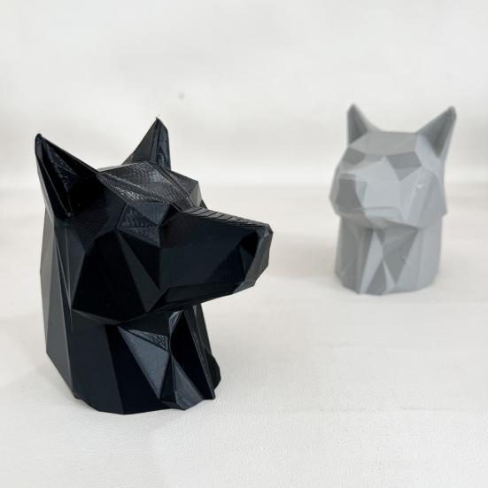 3D Printed Wolf Head Ornament Red Home Office Desktop Trailer Hat Statue Sculpture Coupling Cover
