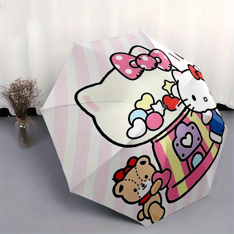 Hello Kitty, Gumball Machine Automatic opening and closing folding umbrella with 8 rib frame and compact travel design, perfect for all occa