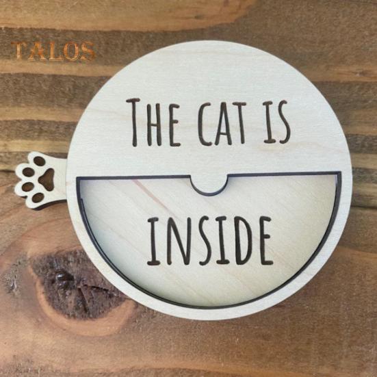 Магнитный знак-напоминание о питомце «Кот внутри», деревянный знак, переключаемый, для входной двери в дом, офиса, поворотный столик, украшение, подарок любителю кошек