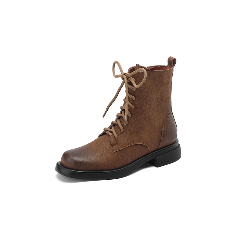 2024 Новые зимние женские сапоги из натуральной кожи, замшевые туфли на толстом каблуке с круглым носком, женские туфли на платформе, натуральная кожа, высокие каблуки