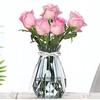 Vase stylish glass single flower holder simple container transparent base decorative home decoration height 15CM