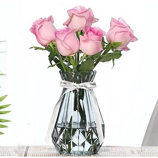 Vase stylish glass single flower holder simple container transparent base decorative home decoration height 15CM
