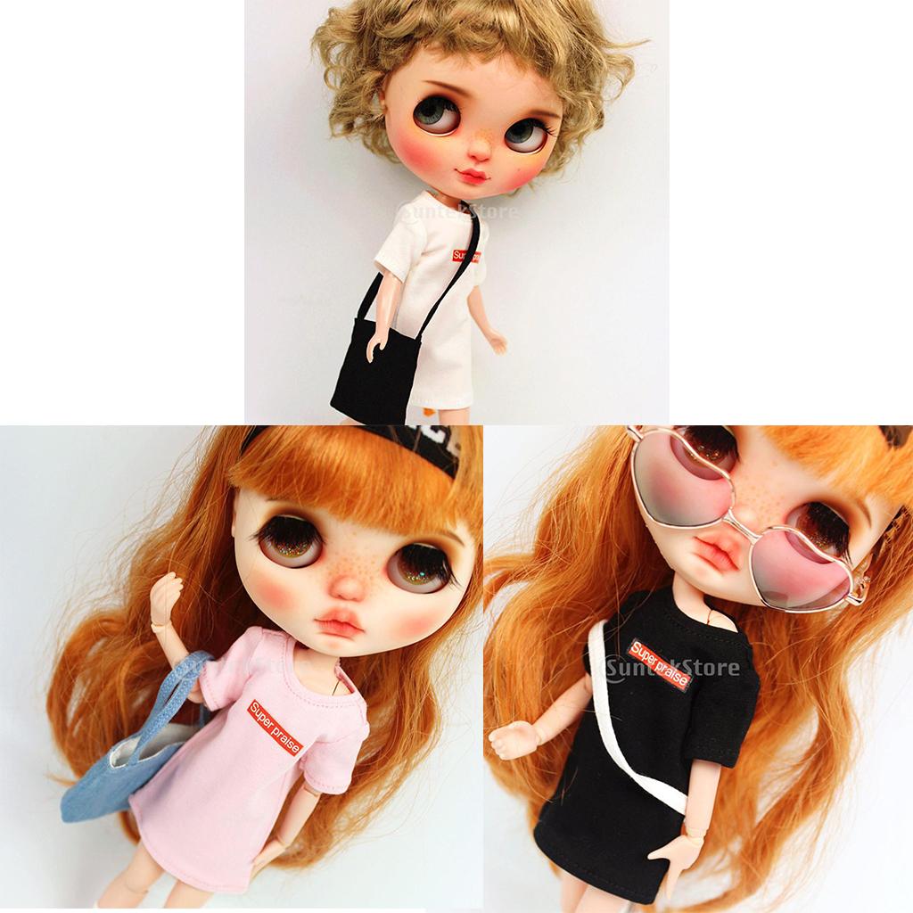Милая футболка с принтом букв, короткий рукав, для куклы Blythe 1/6