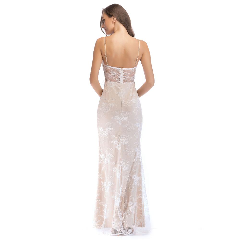 Новое женское кружевное платье с бретельками и открытой спиной, вечернее платье, длинное платье