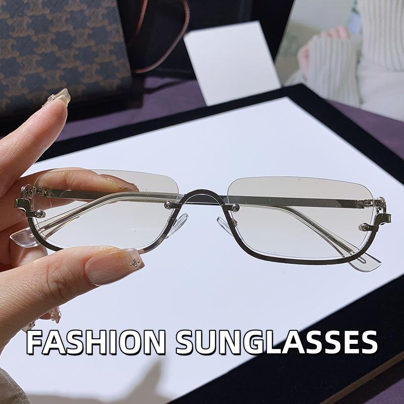 New Trendy Square Half Frame Sunglasses Men's and Women's High-end Fashionable UV Resistant Glasses UV400 Shades Eyewear