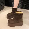 Platform Suede Women Ankle Boots Snow Plush Warm Flats Shoes Classic Winter Boots Woman 2025 Trend Non Slip Cozy Botas Mujer