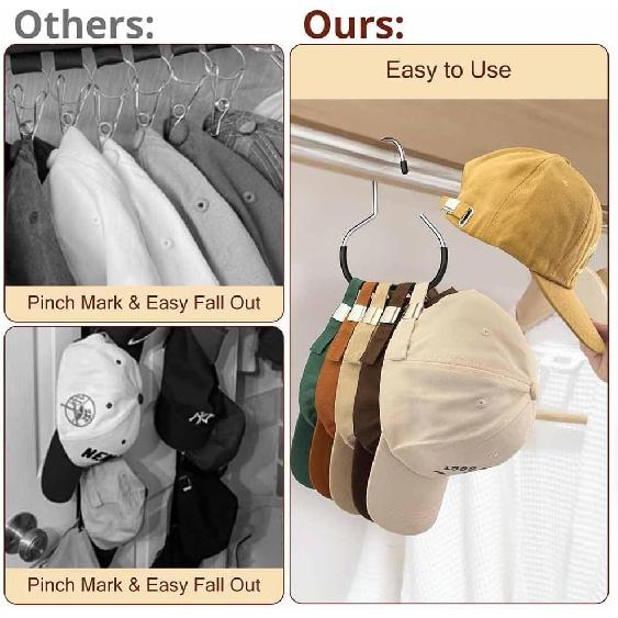 Durable Steel Hangers: Maximize Closet Space with Versatile Storage, Hat Organizer, Stainless Hat Hanger, Hats Rack Closet Organizers Clothes Storage