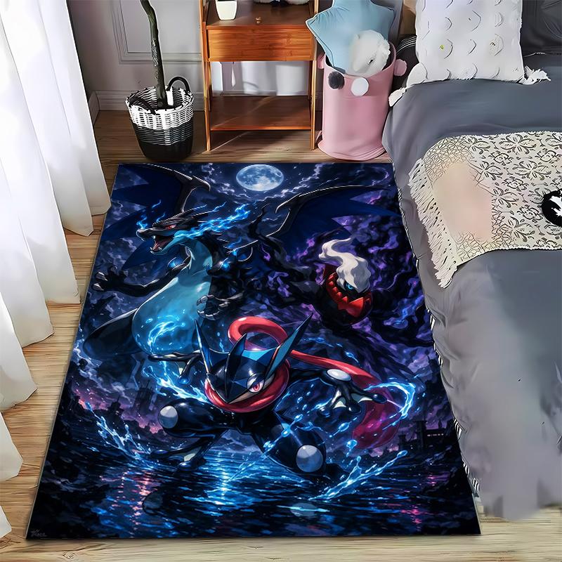 "Dark-Themed Cartoon Characters Carpet with Fantasy Elements Design" Suitable for use as an anti-slip for living room bedroom sofas