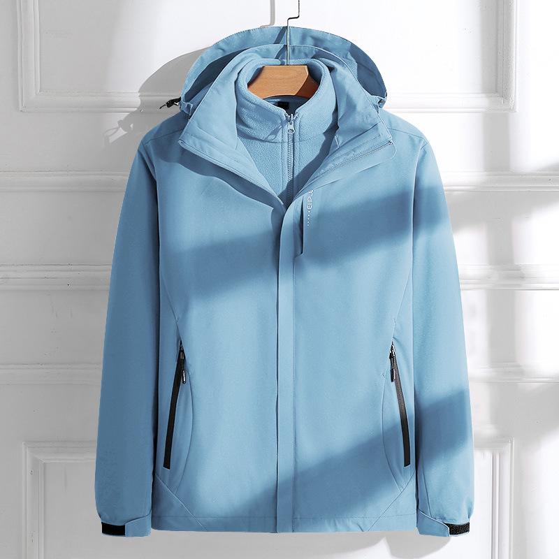 Couples' 3-in-1 Detachable Coat: Fleece-Lined, Windproof, Waterproof for Autumn/Winter Outdoor Adventures
