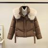 Cotton Clothes Women's 2025 New Short Thickened Large Fur Collar Padded Jacket Bread Jacket Winter Down Padded Jacket