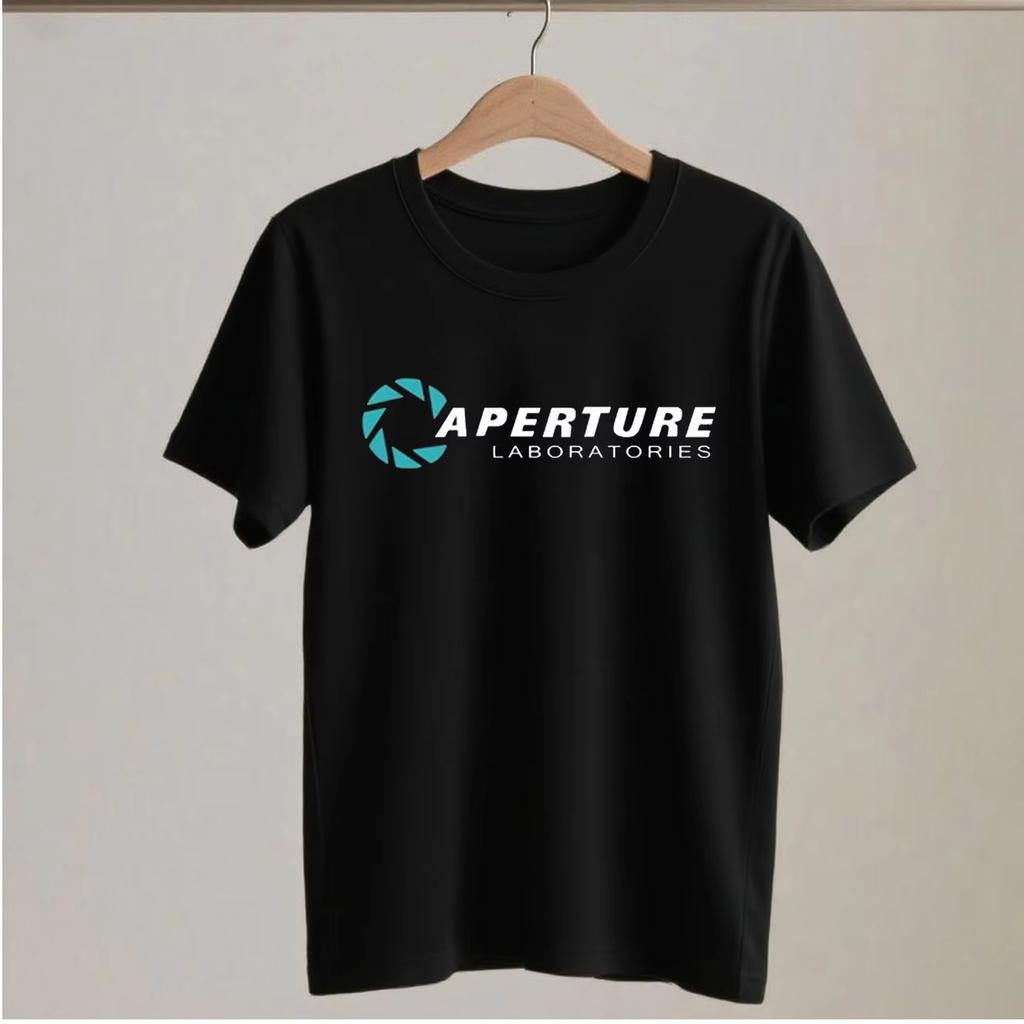 Мужская женская футболка Portal 2 Логотип Aperture Laboratories Мужская футболка Одежда для фанатов видеоигр Хлопковая футболка с коротким рукавом