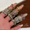 Итальянский матовый Craft Bratti Ретро-стиль Court Цветочный крест Кольцо Живое женское Алмаз Четырехлистник Кольцо