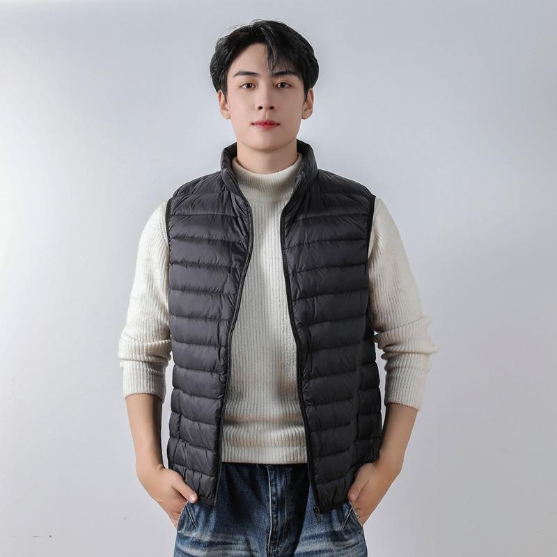 Men's 90 Fleece New Men's Stand-up Collar Vest White Duck Down Light Down Jacket Vest Large Size Jacket