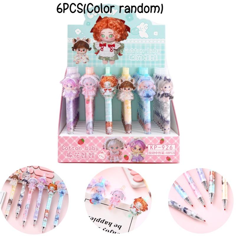 48-piece Box Of 0.5mm Cartoon Cotton Doll Sticky Push Pens Great For Students And Girls 926)