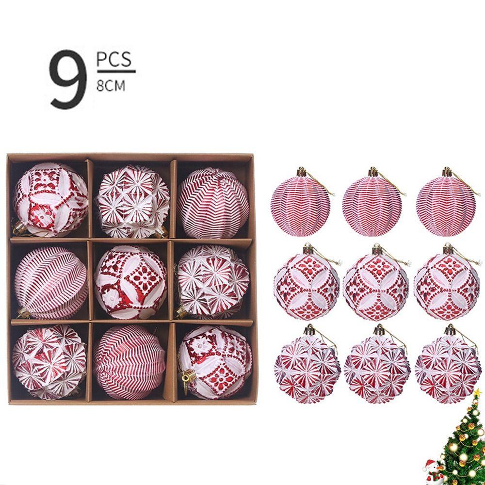 9pcs Shatterproof Electroplated Hanging Balls 8cm Christmas Tree Ornaments New Year Decoration