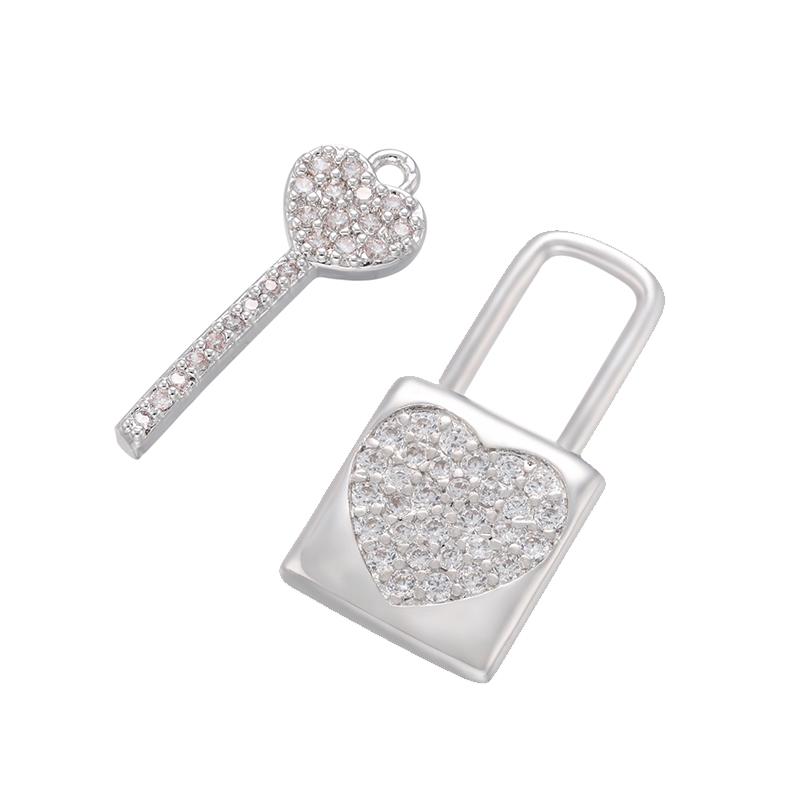ZHUKOU NEW gold key/lock small pendant for women DIY handmade necklace earrings jewelry accessories